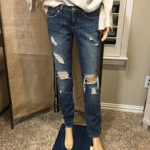 “BEBE” PREMIUM SOFT DENIM VINTAGE DISTRESSED BOYFRIEND JEANS – SZ 27